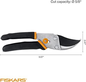 Amazon.com : Fiskars Bypass Pruning Shears 5/8” Garden Clippers - Plant Cutting Scissors with Sharp Precision-Ground Steel Blade : Hedge Shears : 树枝修剪剪刀