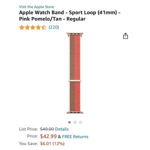 $42.99 Apple Watch 表带 - Sport Loop (41mm) - Pink Pomelo/Tan