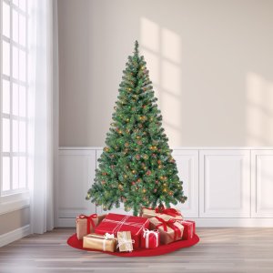 Holiday Time Pre-Lit 300 Multi-Color Incandescent Lights Madison Pine Artificial Christmas Tree, 6.5'