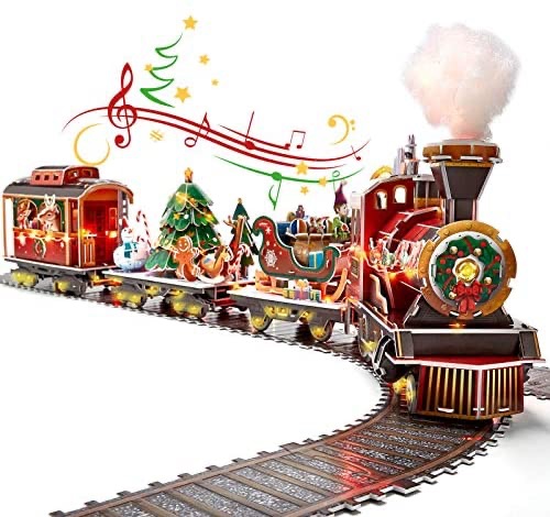 Amazon.com: 3D Puzzle for Adults Kids LED 圣诞火车立体拼图 Sets for Under Christmas Tree, Musical Steam Santa Express Christmas Decorations with Lights, Christmas Decor Model Kit, 218 Pieces