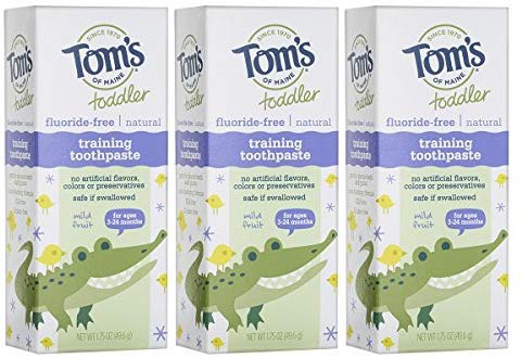 Tom's of Maine Toddlers Fluoride-Free Natural Toothpaste in Gel, Mild Fruit, 1.75 Ounce, 3 Count儿童牙膏