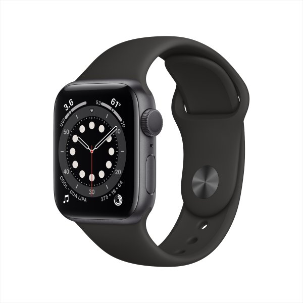 Apple Watch Series 6 GPS, 40mm 黑色表壳配黑色运动表带