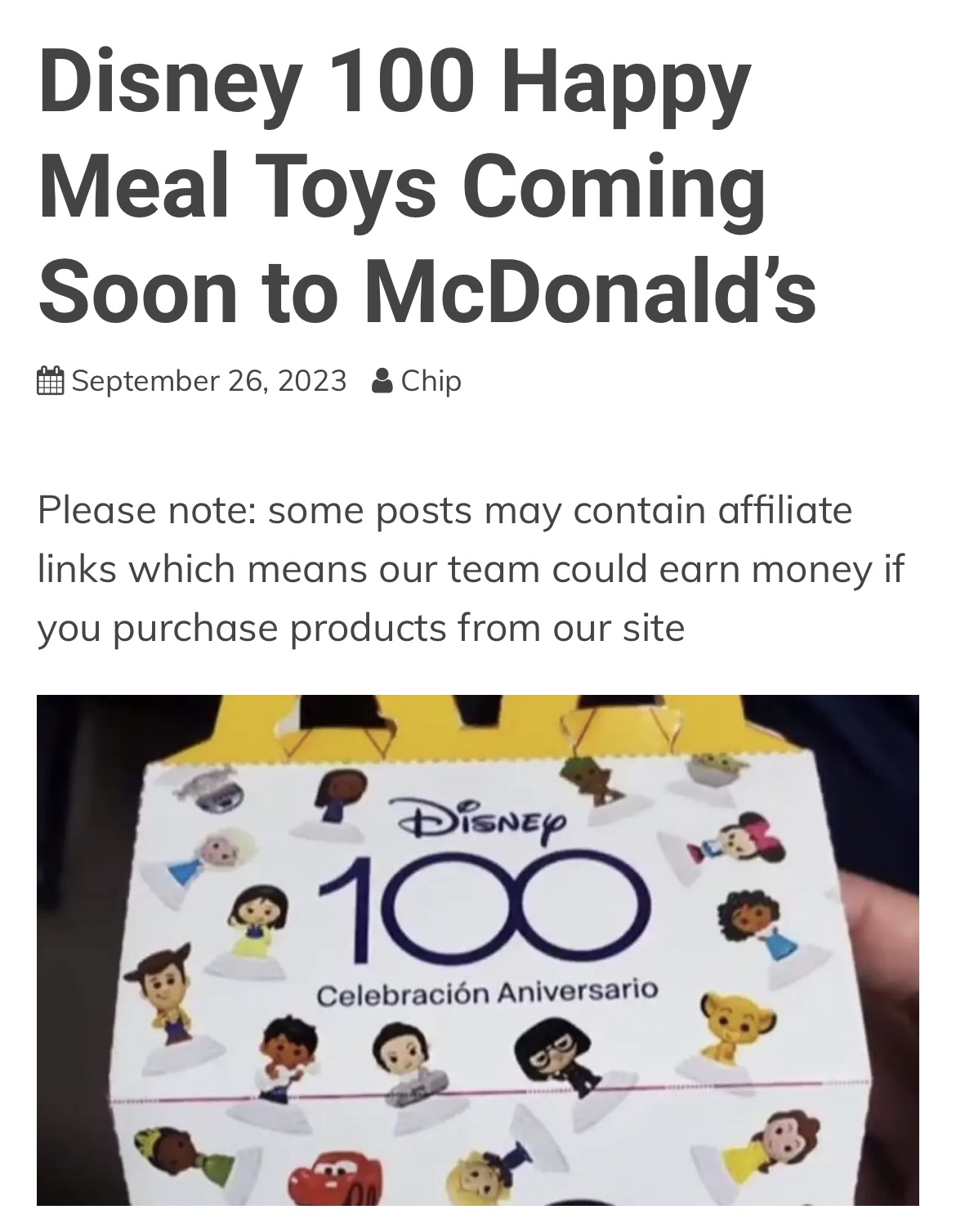 麦当劳套餐玩具预告：Disney 100 Happy Meal Toys