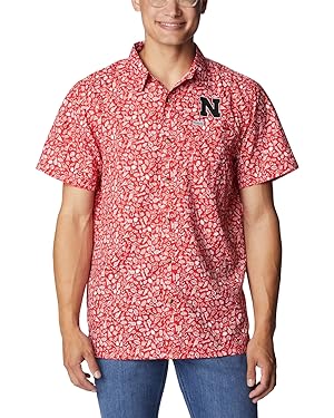 Amazon.com: Columbia Men&#39;s Collegiate Super Slack Tide Shirt, NEB-Bright Red Gameday Print, XX-Large : Sports &amp; Outdoors