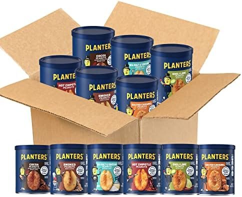 Peanuts Variety Pack, Flavored Nuts, 6 oz Cans (Pack of 6), Protein Snack Care Package