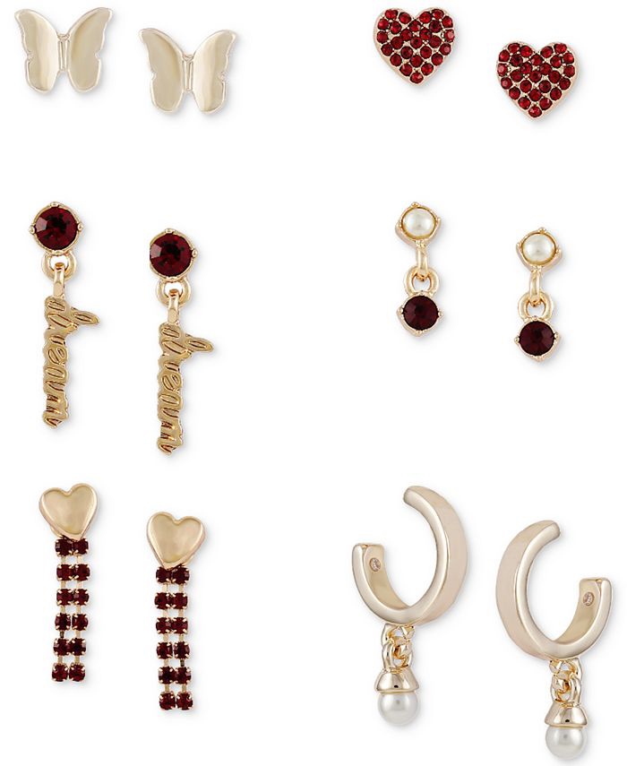 GUESS Gold-Tone 6-Pc. Set Crystal & Imitation Pearl Earrings & Reviews - Earrings - Jewelry & Watches - Macy's
