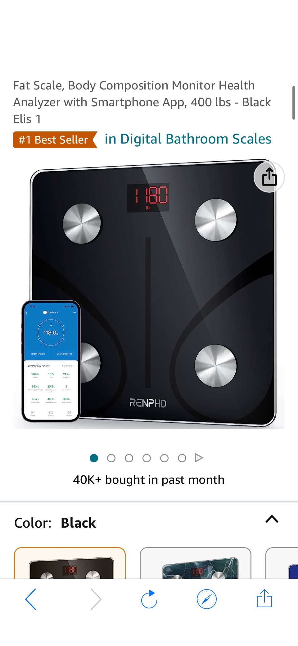 Amazon.com: RENPHO Smart Scale for Body Weight, Digital Bathroom Scale BMI Weighing Bluetooth Body Fat Scale, Body Composition原价34.99