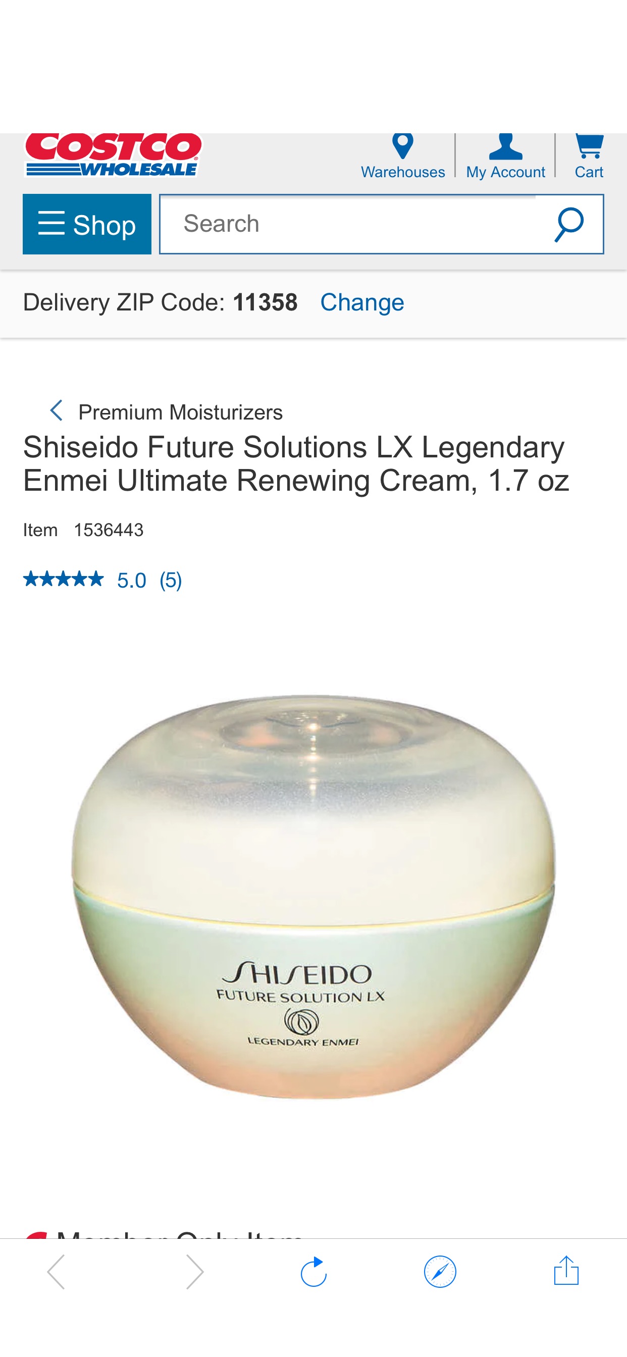 原价359，现价-60=299.99 带回家！ 
Shiseido Future Solutions LX Legendary Enmei Ultimate Renewing Cream, 1.7 oz | Costco