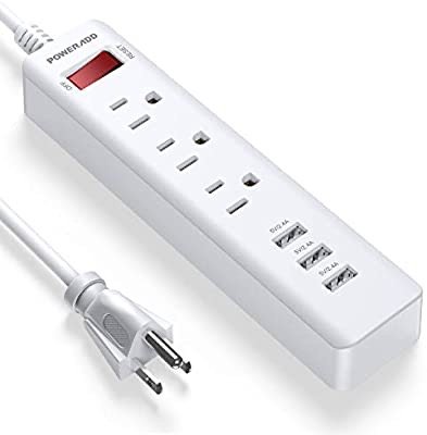 Power Strip 3 Outlets with 3 USB Ports