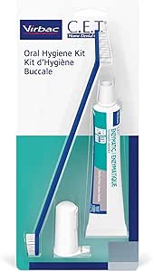 Amazon.com : Virbac C.E.T. Oral Hygiene Kit for Cats and Dogs | 3 Piece Set with Dual Ended Toothbrush, Fingerbrush, and Poultry Flavor 2.5 oz tube of Toothpaste 