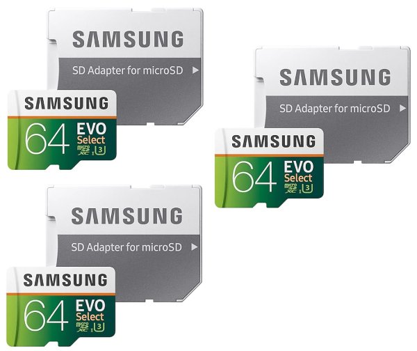 Samsung EVO Select U3 64GB MicroSDXC 存储卡 3个