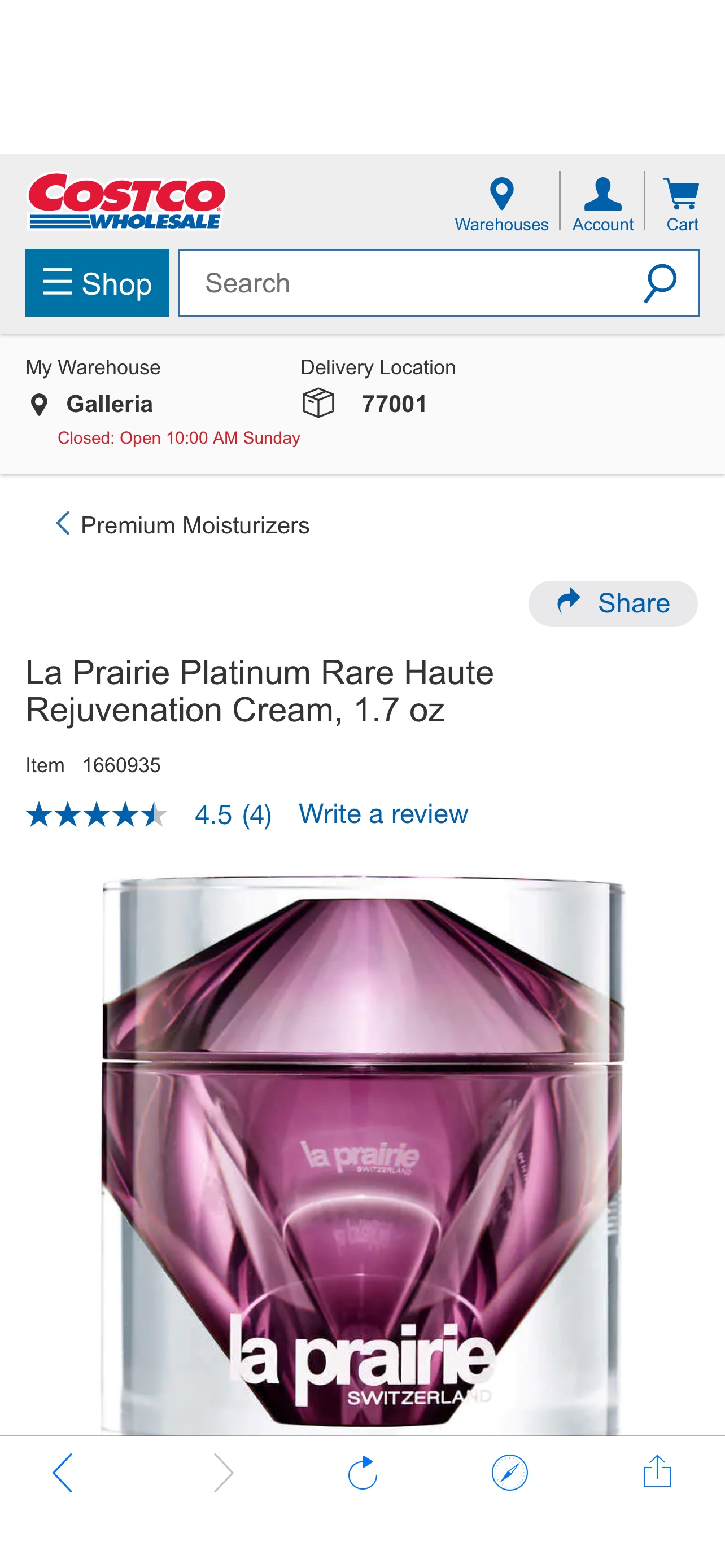 La Prairie Platinum Rare Haute Rejuvenation Cream, 1.7 oz | Costco铂金面霜