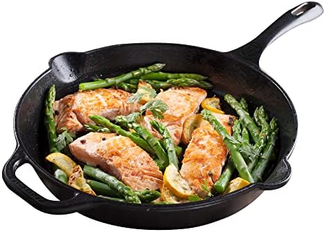 Amazon.com: Victoria Cast Iron Skillet Large Frying Pan with Helper Handle Seasoned with 100% Kosher Certified Non-GMO Flaxseed Oil, 12 Inch, Black: Home &amp; Kitchen