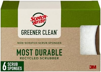 Amazon.com: Scotch-Brite Greener Clean Non-Scratch Kitchen Sponges, 6 Scrub Sponges, Durable Recycled Scrubbers for Cleaning Dishes, Non-Stick Pots and Pans, 