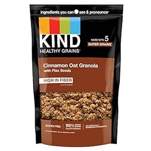 KIND Healthy Grains Clusters, Cinnamon Oat Granola With Flax Seeds, Healthy Snacks, Gluten Free, 1 Count