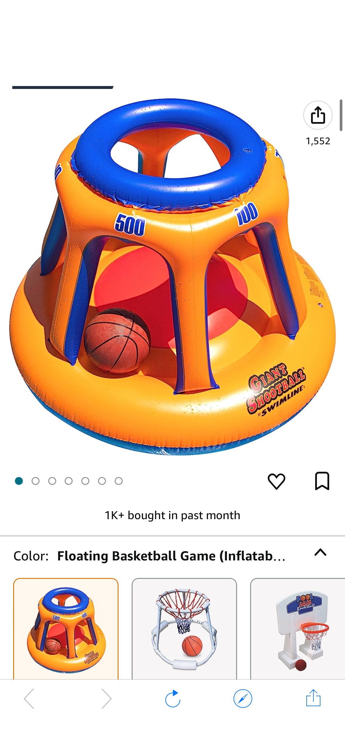Amazon.com: SWIMLINE Inflatable Pool Basketball Hoop Floating Or Poolside Game Giant Shootball Multiple Scoring Ports For Kids & Adults Swimming Splash Hoops With Water Basketball Pools Toy Outdoor Summer Hoops : Toys & Games