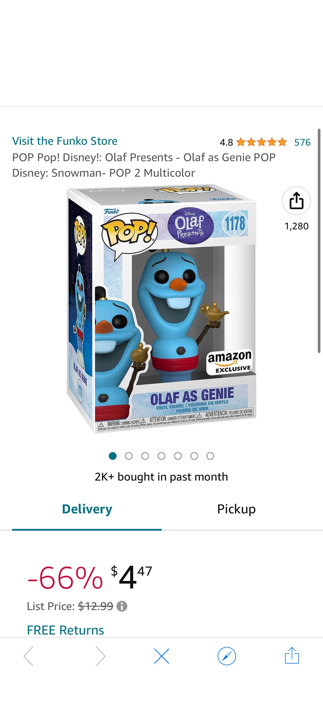 Amazon.com: POP Pop! Disney!: Olaf Presents - Olaf as Genie POP Disney: Snowman- POP 2 Multicolor : Toys & Games
