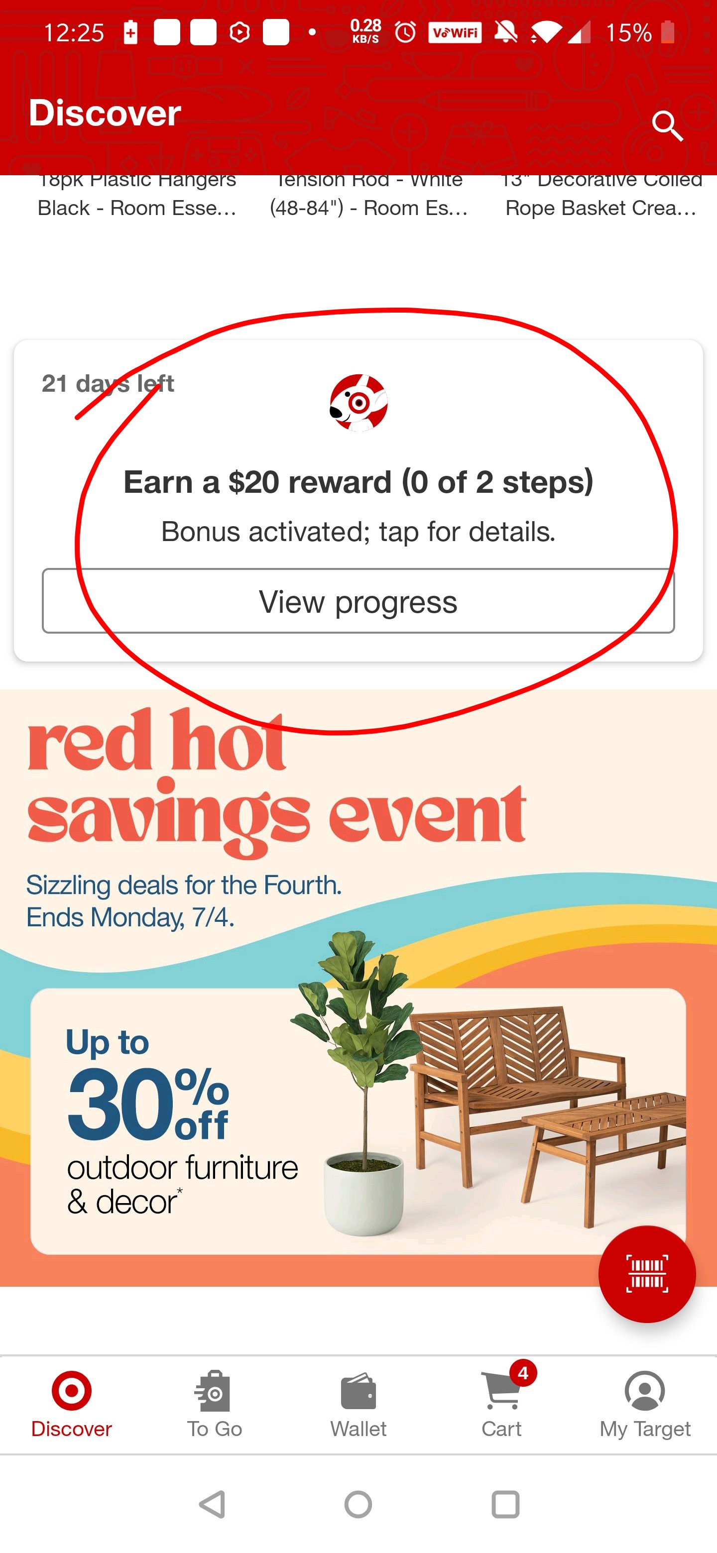 Target : 购买2次满$75，earn $20 target circle reward