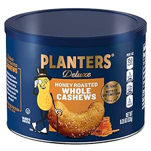 Amazon.com: PLANTERS Deluxe Honey Roasted Whole Cashews, Sweet and Salty Snacks, 8.25oz (1 Canister) : Patio, Lawn &amp; Garden