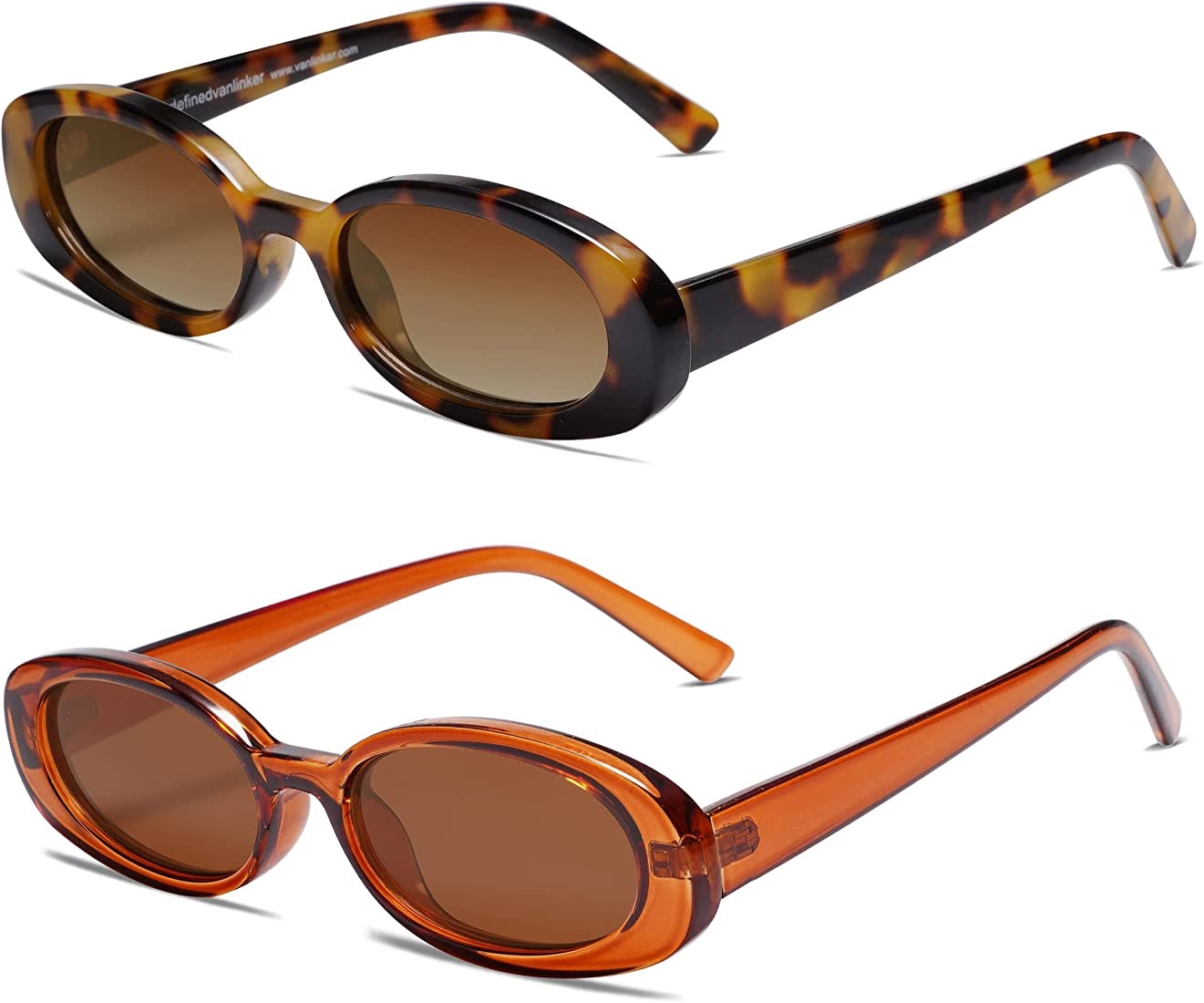 Amazon.com: Vanlinker 90s复古墨镜Sunglasses for Women Men Polarized Retro Oval Sunglasses Small Narrow 2 Pack
