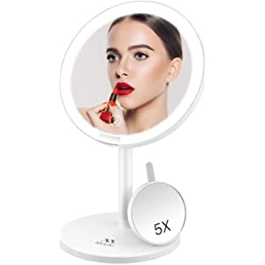 Amazon.com: Misiki Vanity Mirror with Lights, 5X Magnifying Makeup Mirror LED Ring Light Makeup Mirror Light Up Vanity Mirror with Touch Screen & USB化妆镜
