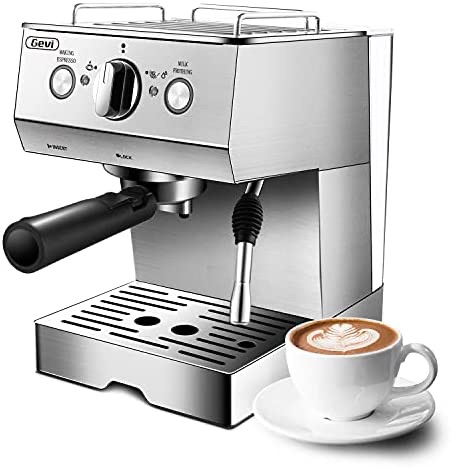 咖啡机，1.5L可拆卸水箱和双温度控制系统，经典，银色