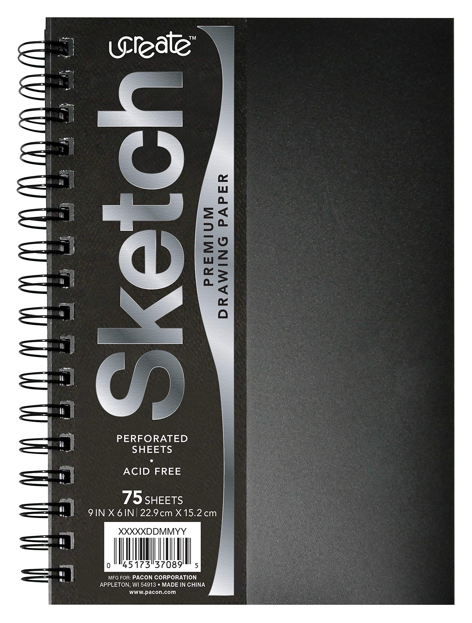 Amazon.com: UCreate Poly Cover Sketch Book, Heavyweight, 9" x 12", Black, 75 Sheets : Everything Else