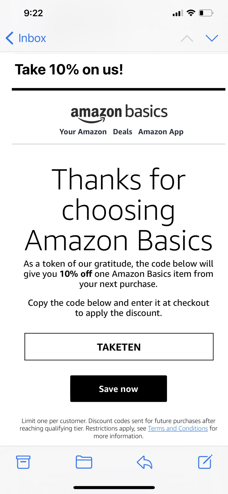 Amazon basicc产品9折