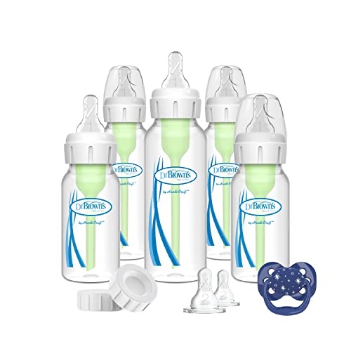 Amazon.com: Dr. Brown’s Natural Flow® Anti-Colic Options+™ Narrow Baby Bottle Gift Set with Advantage™ Pacifier, and Bottle Travel Caps : Everything Else