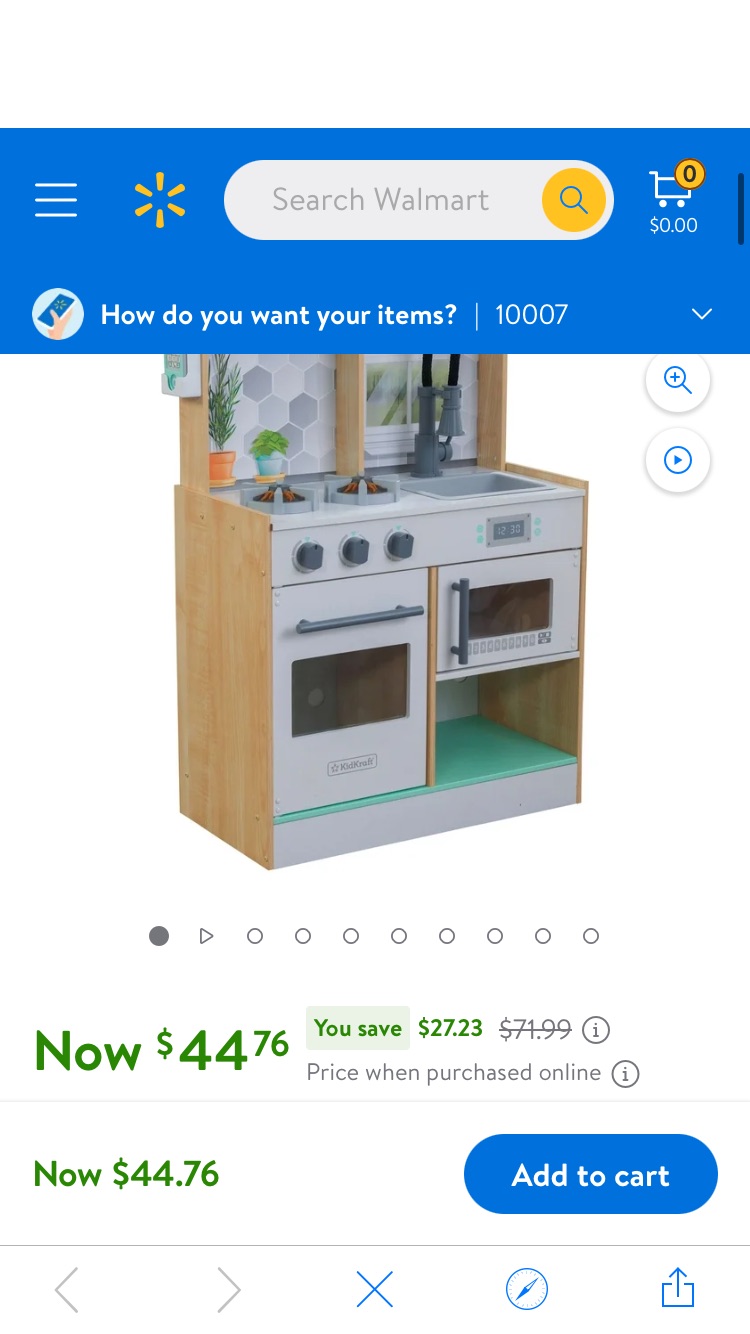 兒童小廚房Let's Cook Wooden Play Kitchen with Lights & Sounds, Natural - Walmart.com