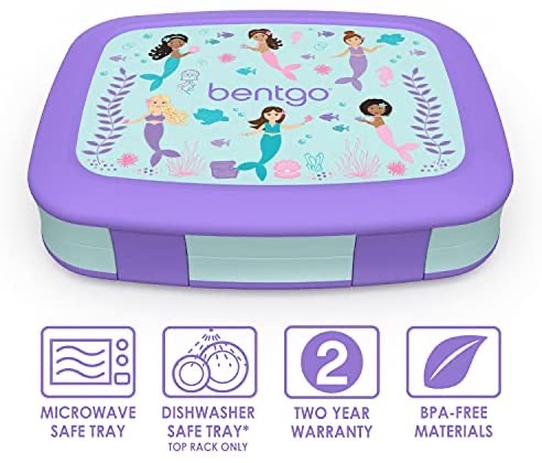 Amazon.com: Bentgo Kids Prints Leak-Proof, 5-Compartment Bento-Style Kids Lunch Box - Ideal Portion Sizes for Ages 3 to 7儿童饭盒