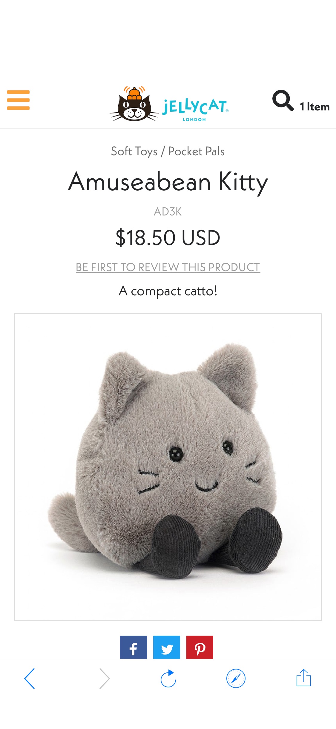 Buy Amuseabean Kitty - Online at Jellycat.com