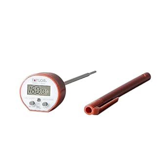 Amazon.com: Taylor Waterproof Digital Instant Read Thermometer For Cooking, BBQ, Grilling, Baking, And Meat, Comes With Pocket Sleeve Clip, Red : Home &amp; Kitchen