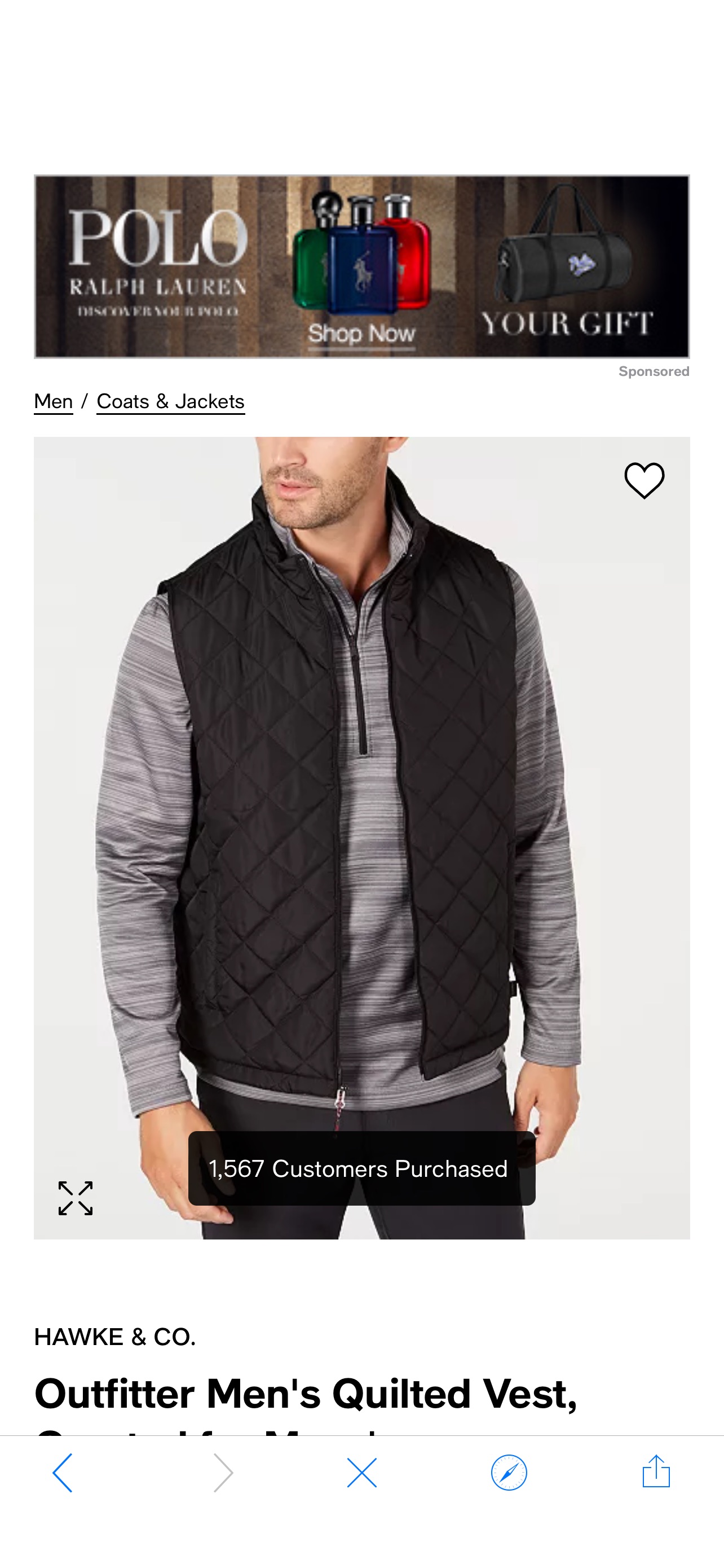 Hawke & Co. Outfitter Men's Quilted Vest, Created for Macy's & Reviews - Coats & Jackets - Men - Macy's