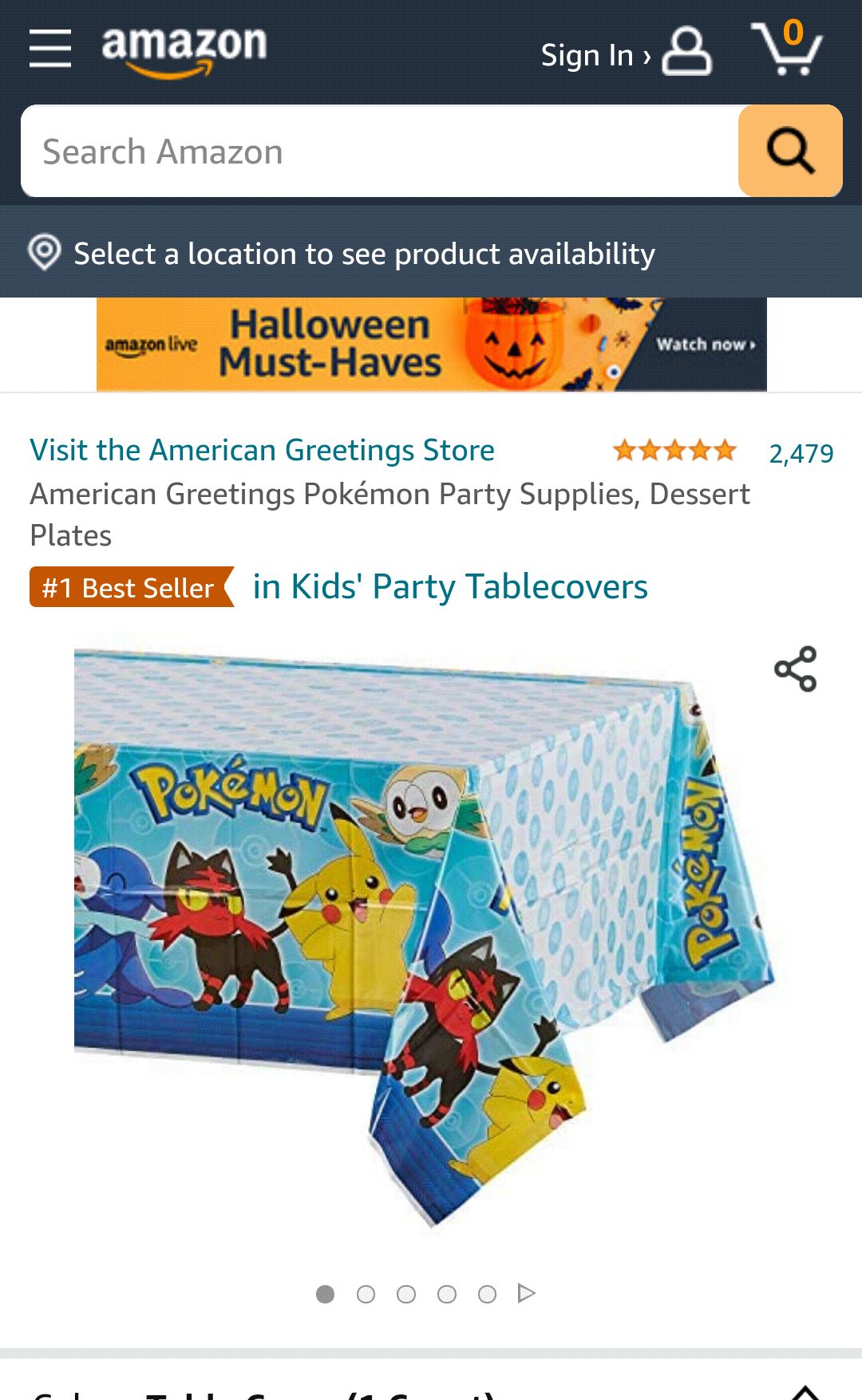 American Greetings Pokémon Party Supplies, Dessert Plates : Toys & Games 神奇宝贝桌巾