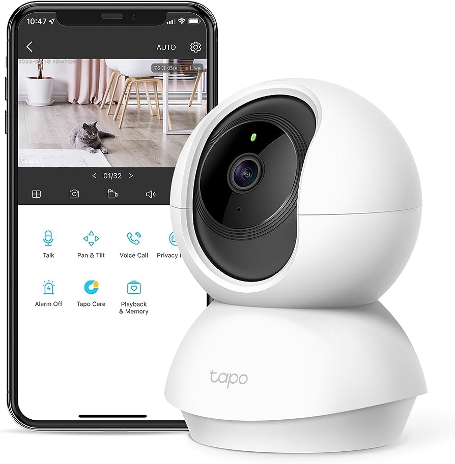 TP-Link Tapo Smart Pan/Tilt Indoor Security Camera, 360° Motion Tracking, 1080p Full HD WiFi Camera for Pet/Baby, Night Vision, 2-Way Audio, 128 GB Local Storage, Works w/Alexa & Google (Tapo C200) : 
