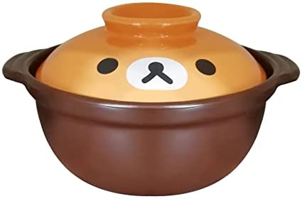 Korean Premium Cartoon Pattern Ceramic Brown Casserole Clay Pot with Lid,For Cooking Hot Pot Dolsot Bibimbap and Soup (8in,44oz)陶瓷锅子