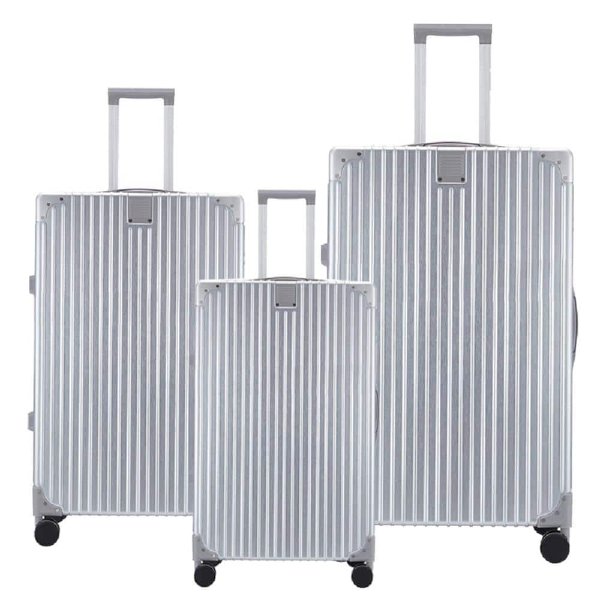 HIKOLAYAE Myrtle Springs Nested Hardside Luggage Set in Shiny Silver, 3 Piece - TSA Compliant