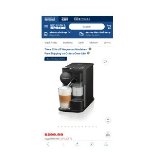 $239.99 Nespresso® Lattissima One Original Espresso Machine | Bed Bath & Beyond咖啡胶囊机