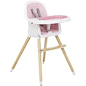 Dream On Me Nibble Wooden Compact High Chair in Pink| Light Weight | Portable
