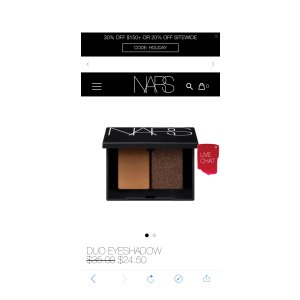 $24.5 NARS热销双色眼影(多色可选)无门槛七折!不需要折扣码!