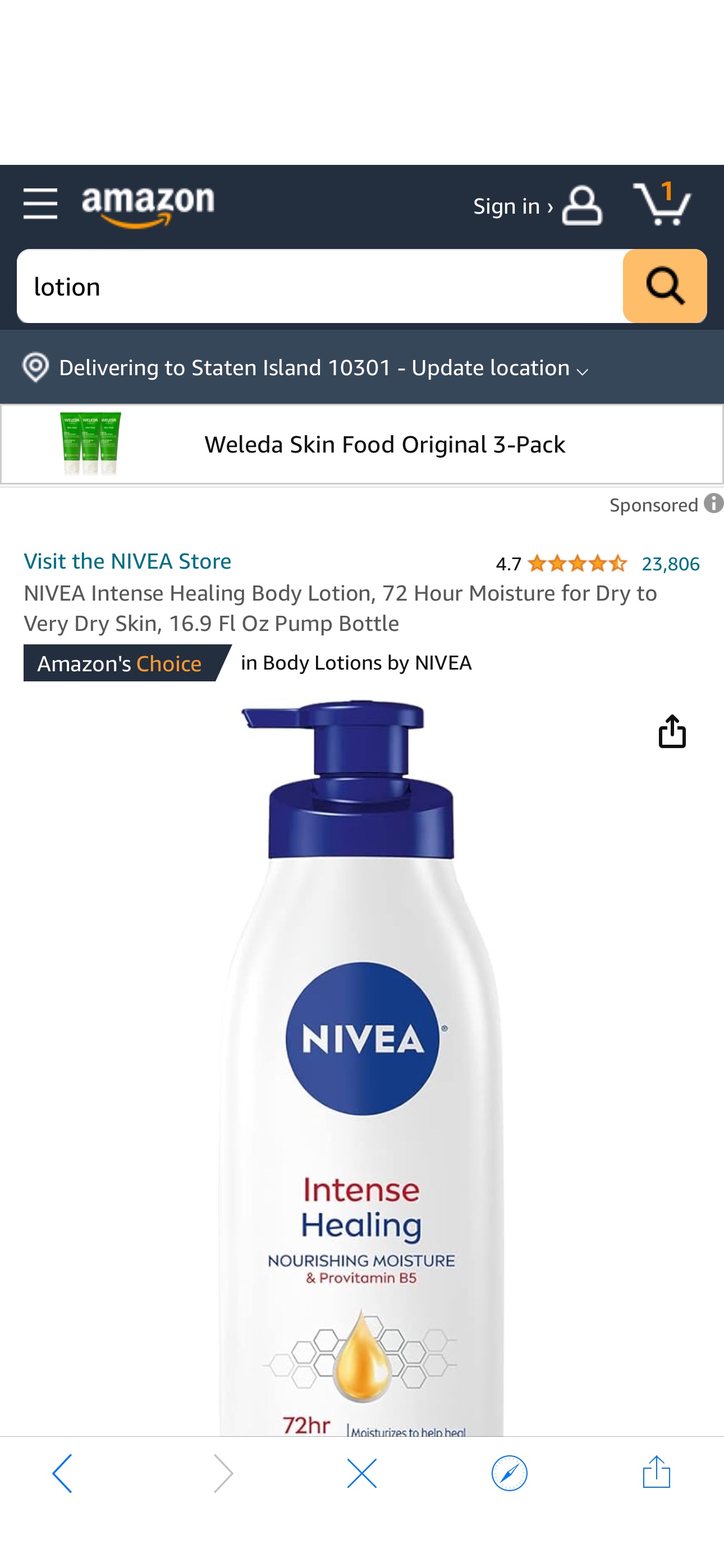 Amazon.com : NIVEA Intense Healing Body Lotion, 72 Hour Moisture for Dry to Very Dry Skin, 16.9 Fl Oz Pump Bottle : Beauty & Personal Care