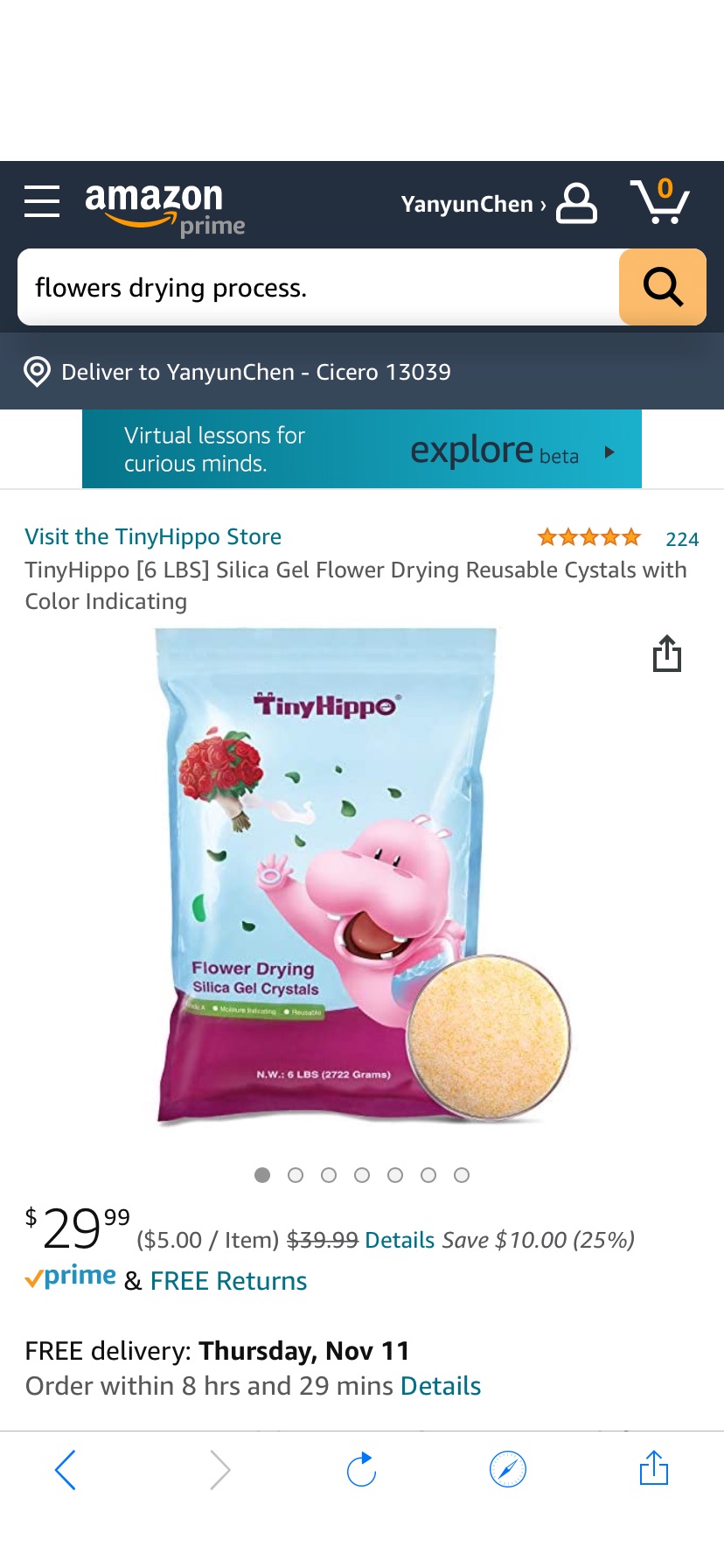 TinyHippo [6 LBS] Silica Gel Flower Drying Reusable Cystals with Color Indicating: Amazon.com: Industrial & Scientific干花保鲜制作