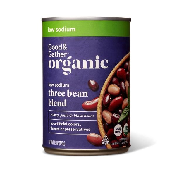 Organic Low Sodium 3 Bean Blend - 15oz - Good & Gather™ : Target