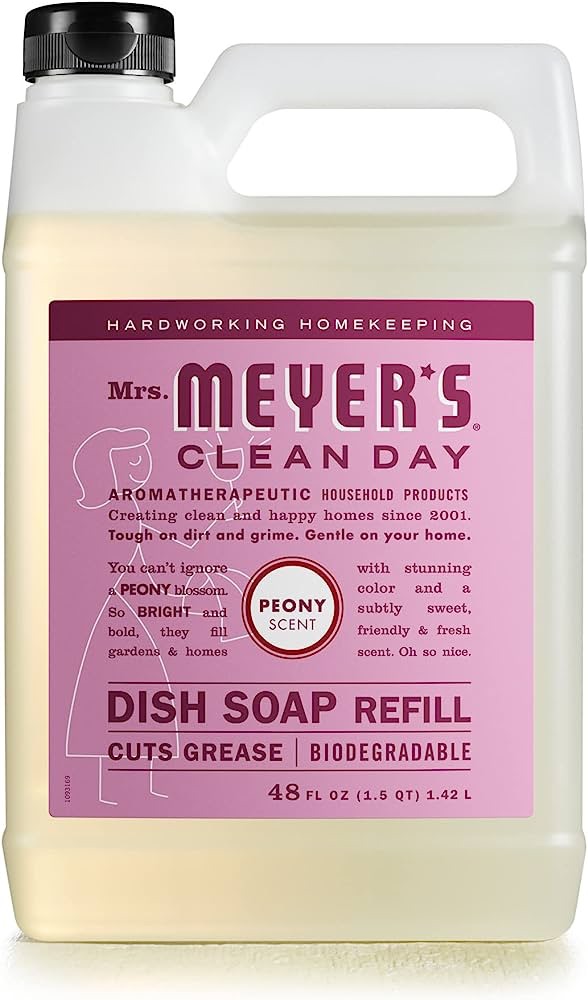 Amazon.com: Mrs. Meyer's 洗洁精Liquid Dish Soap Refill, Biodegradable Formula, Peony, 48 fl. oz : Health & Household