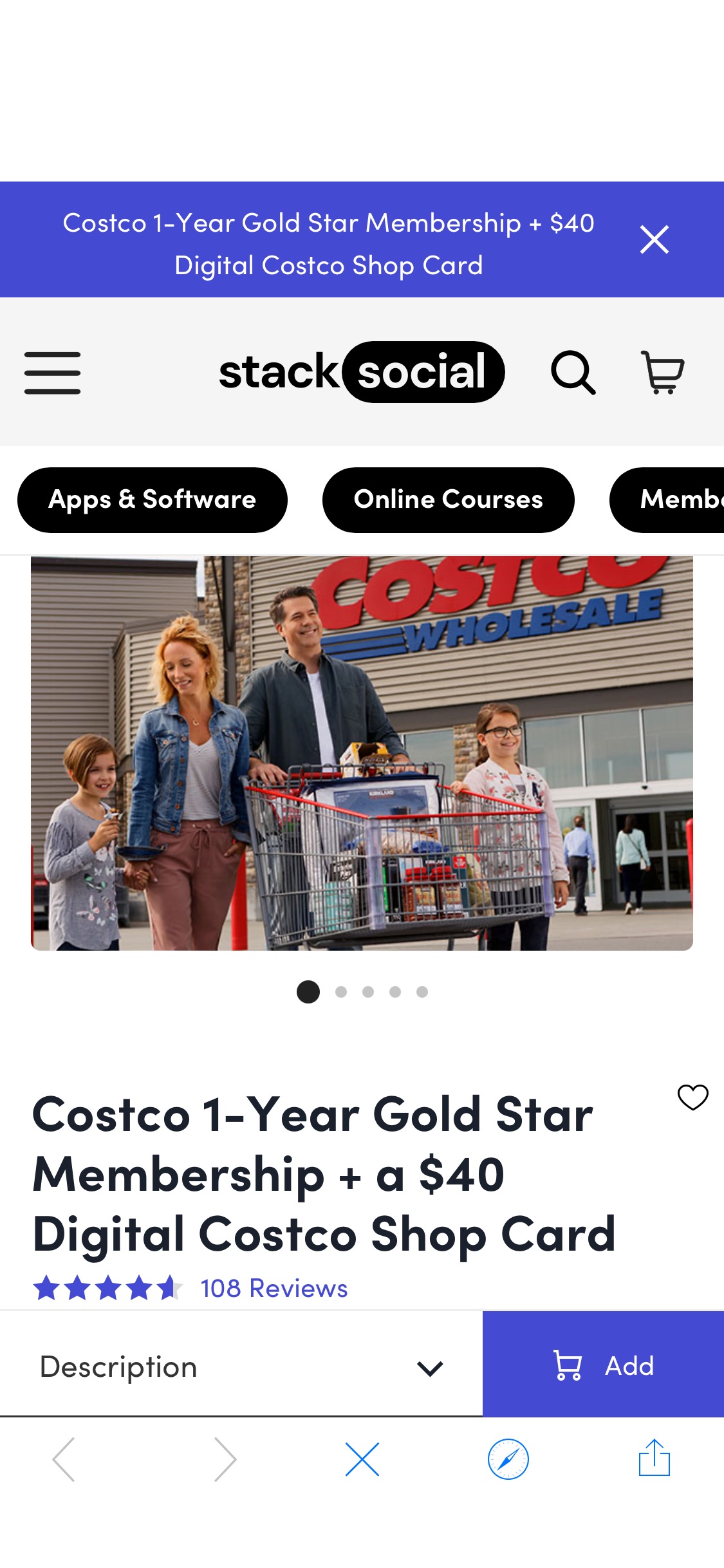 Costco 1-Year Gold Star Membership + a $40 Digital Costco Shop Card