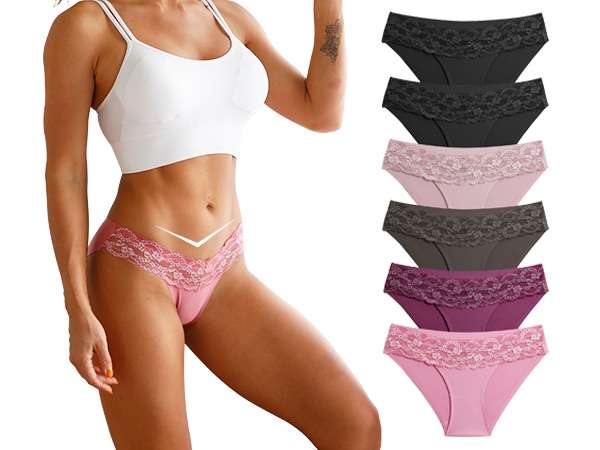 Which is Seamless Underwear for Women Sexy No Show Bikini Panties Lace Ladies High Cut Hipster Invisible Cheeky 6/9 Pack S-XL at Amazon Women’s Clothing store