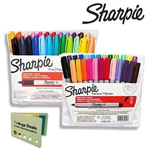 Sharpie Color Burst Permanent Markers, Fine Point, Assorted Colors, 24-Count