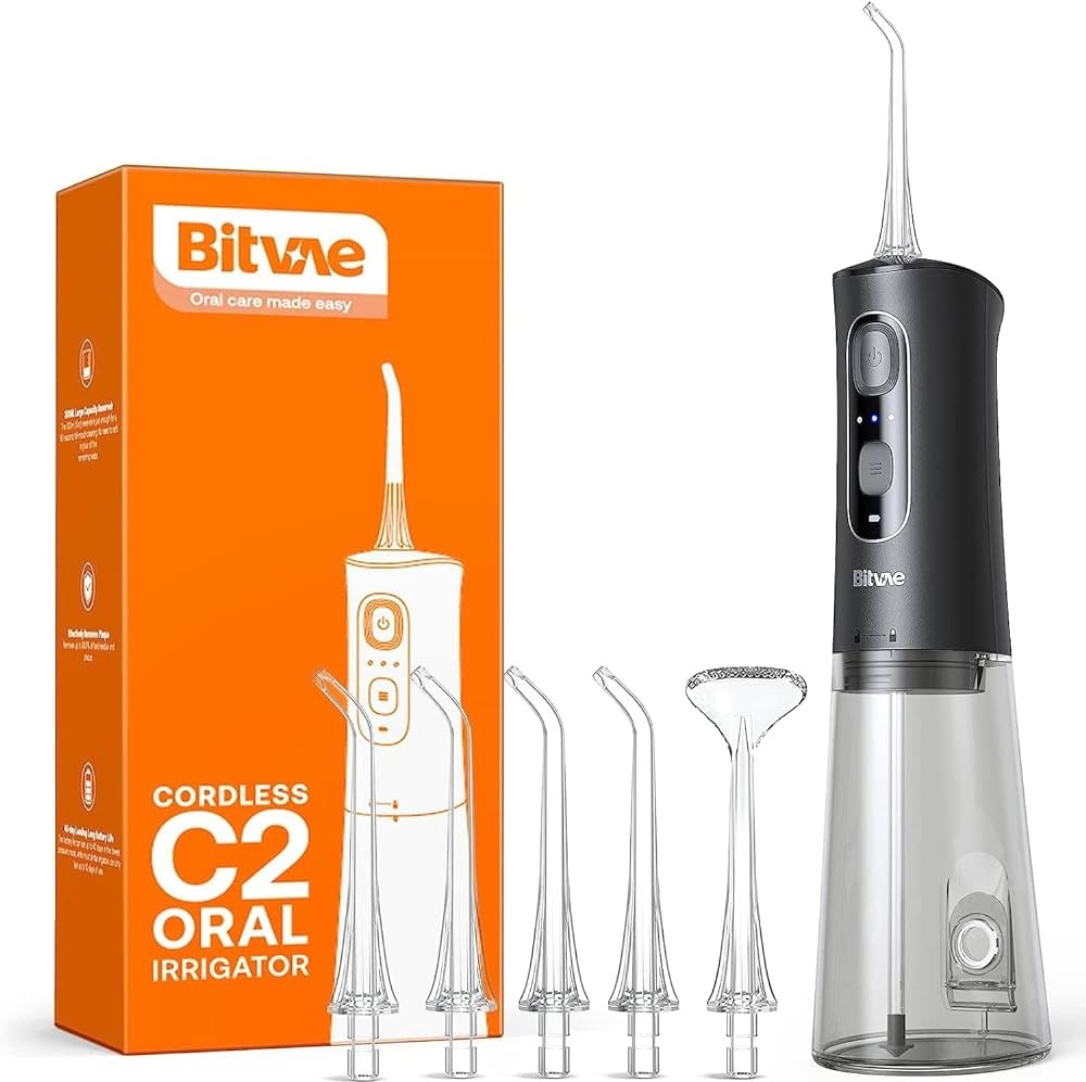 Amazon.com: Bitvae Water Dental flosser,3 Modes 6 Jet Tips Cordless Teeth Cleaner Picks for Cleaning, IPX7 Waterproof , USB Rechargeable (Black) : 水牙线