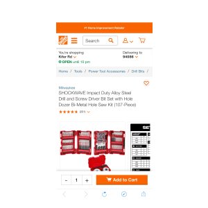$59.97 Milwaukee SHOCKWAVE Impact Duty Alloy Steel Drill and Screw Driver Bit Set with Hole Dozer Bi-Metal为 Hole Saw Kit (107-Piece) 48-32-4083-49-22-4038